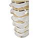 Lampada Da Tavolo Glam Space In Ceramica Bianca E Oro Con Paralume - Foto miniatura 3
