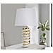 Lampada Da Tavolo Glam Space In Ceramica Bianca E Oro Con Paralume - Foto miniatura 5
