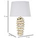 Lampada Da Tavolo Glam Space In Ceramica Bianca E Oro Con Paralume - Foto miniatura 6