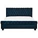 Letto Matrimoniale In Velluto Blu Stile Chesterfield 160x200cm Avallon - Foto miniatura 6