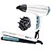Set Shine Therapy Asciugacapelli Professionale con Potenza 2300 Watt + Piastra Stretta con Rivestimento in Ceramica Colore Bianco/Blu/Nero - Foto miniatura 1