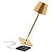 Lampada A Led Da Tavolo Poldina Pro Oro Lucido Ricaricabile E Dimmerabile Con Batteria Fino A 12 Ore - Foto miniatura 1
