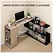 Scrivania Angolare Salvaspazio con Ripiano a S, in Legno, 140x120x78 cm, color Legno - Foto miniatura 5