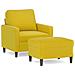 Poltrona Con Poggiapiedi Giallo 60 Cm In Velluto - Foto miniatura 1