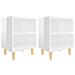 Lusso Casadino -  Comodini Gambe In Legno Massello 2pz Bianco Lucido 40x30x50 Cm - Foto miniatura 1