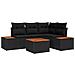 Set Divano Giardino 5 Pezzi con Cuscini Polyrattan Nero Acacia - Foto miniatura 1
