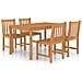 Set da Pranzo per Esterni 5 pz in Legno Massello di Teak - Foto miniatura 1