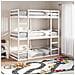Letto a Castello Triplo Bianco 90x190 cm Legno Massello di Pino - Foto miniatura 2