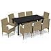 Set Pranzo Da Giardino 9 Pz Con Cuscini In Polyrattan Beige - Foto miniatura 2