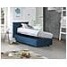 Letto Singolo Cosetta, Letto Contenitore Con Rivestimento In Tessuto, 100% Made In Italy, Apertura Laterale, Con Materasso Cm 80x190 Incluso, Blu - Foto miniatura 3