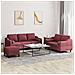 Set di Divani 3 pz con Cuscini Rosso Vino in Tessuto - Foto miniatura 2