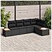 Set di divani da giardino 5 pezzi con cuscini neri in polyrattan e acacia - Foto miniatura 2