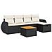 Set Divano da Giardino 6 pz con Cuscini Nero in Polyrattan - Foto miniatura 1
