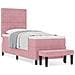 Letto Box Spring con Materasso e Panca Rosa 80x200 cm Velluto - Foto miniatura 4