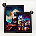 Set Di 6 Stampe Illustrazioni Di Monumenti E Città In Stile Pittura A Olio Con Umidità In Stile Fotografico A Colori A3 & A4 Cornice Nera - Foto miniatura 2