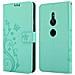 Custodia Compatibile Con Sony Xperia Xz2 In Turchese Fiore - Coperchio Protettivo In Design Floreale Con Chiusura Magnetica, Funzione Stand E Slot Per Carte - Foto miniatura 10