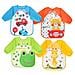 Bavaglini Con Maniche Manica Lunga 4 Pz Impermeabile Bib Unisex Alimentazione Bavaglini Grembiule Per Infantili 6 Mesi A 3 Anni - Foto miniatura 1
