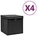 Contenitori con Coperchi 4 pz 28x28x28 cm Nero - Foto miniatura 1