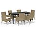 Set Pranzo Da Giardino 7 Pz Con Cuscini In Polyrattan Beige - Foto miniatura 2