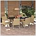 Set Pranzo Da Giardino 7 Pz Con Cuscini In Polyrattan Beige - Foto miniatura 1