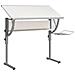 Scrivania Bianca Grigia 110x53x (58-87) Cm Multistrato E Acciaio - Foto miniatura 2