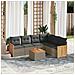 Set Divani Da Giardino 7 Pz Con Cuscini Grigio In Polyrattan - Foto miniatura 1