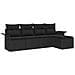 Set divano da giardino a 5 pezzi con cuscini in rattan poliviridi nero, Divano da giardino a 2 posti con storage e cuscini in rattan poliviridi nero - Foto miniatura 1