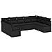 Set Divano da Giardino  9 Pezzi con Cuscini Nero Polirattan, Divano da Giardino  2 Posti con Cuscini Nero Polirattan - Foto miniatura 1