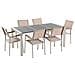 Set Di Tavolo E 6 Sedie Da Giardino In Acciaio, Basalto E Fibra Tessile Beige - Nero Fiammato - 180cm - Grosseto - Foto miniatura 1