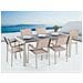 Set Di Tavolo E 6 Sedie Da Giardino In Acciaio, Basalto E Fibra Tessile Beige - Nero Fiammato - 180cm - Grosseto - Foto miniatura 2