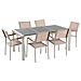 Set Di Tavolo E 6 Sedie Da Giardino In Acciaio, Basalto E Fibra Tessile Beige - Nero Fiammato - 180cm - Grosseto - Foto miniatura 18