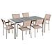 Set Di Tavolo E 6 Sedie Da Giardino In Acciaio, Basalto E Fibra Tessile Beige - Nero Fiammato - 180cm - Grosseto - Foto miniatura 9