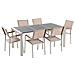 Set Di Tavolo E 6 Sedie Da Giardino In Acciaio, Basalto E Fibra Tessile Beige - Nero Fiammato - 180cm - Grosseto - Foto miniatura 16