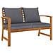 Panca da Giardino 120 cm Cuscino Grigio Scuro Legno di Acacia - Foto miniatura 1
