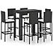 Set Bar Da Giardino 7 Pz Con Cuscini In Polyrattan Nero - Foto miniatura 1