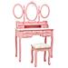 Tavolo Da Trucco Con Sgabello E Specchio Pieghevole In 3 Rosa - Foto miniatura 1