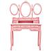 Tavolo Da Trucco Con Sgabello E Specchio Pieghevole In 3 Rosa - Foto miniatura 4