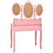 Tavolo Da Trucco Con Sgabello E Specchio Pieghevole In 3 Rosa - Foto miniatura 7