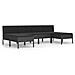 Set Divani Da Giardino 6 Pz Con Cuscini In Polyrattan Nero - Foto miniatura 3