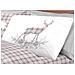 Completo Lenzuola Flanella Pensieri Delicati 100% Cotone Disegno Cervo Tartan Matrimoniale Beige - Foto miniatura 2