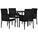 Set Da Pranzo Da Giardino 5 Pz Nero Con Cuscini In Polyrattan - Foto miniatura 3
