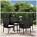 Set Da Pranzo Da Giardino 5 Pz Nero Con Cuscini In Polyrattan - Foto miniatura 1