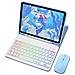 Custodia Per Ipad In Pelle Con Tastiera Bluetooth Rgb E Mouse Blue  Ipad 12,9 Pollici - Foto miniatura 1
