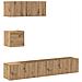 Set Mobile TV 4 pz Montato a Parete Rovere in Legno Multistrato - Foto miniatura 1