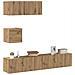 Set Mobile TV 4 pz Montato a Parete Rovere in Legno Multistrato - Foto miniatura 2