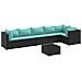 Set Salotto da Giardino con Cuscini 7pz Nero Polyrattan - Foto miniatura 1