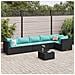 Set Salotto da Giardino con Cuscini 7pz Nero Polyrattan - Foto miniatura 2