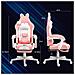Sedia da Gaming Ergonomica con Orecchie da Gatto, Poggiapiedi, Supporto Lombare e Cervicale, Rosa - Foto miniatura 3