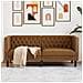 Divano Chesterfield A 2 Posti Marrone In Similpelle Scamosciata - Foto miniatura 1