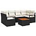Set di Sofà da Giardino 7 Pezzi con Cuscini Rattan Polyrattan Nero Acacia, Sofà da Giardino 2 Posti con Cuscini Rattan Polyrattan Nero - Foto miniatura 1